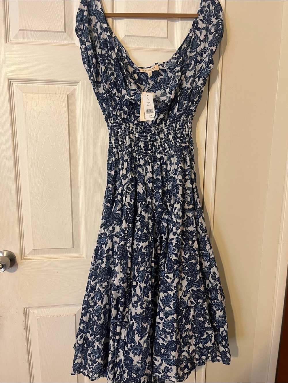 NWT PHILOSOPHY 100% cotton blue/white floral midi dress